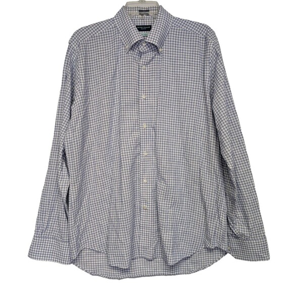 Peter Millar Summer Chambray Shirt Mens Large Blue Check Button Down Long Sleeve - Picture 2 of 9